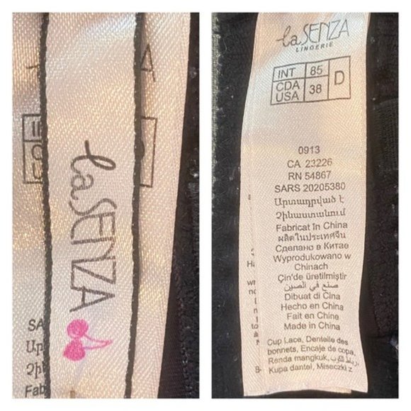 La Senza Lingerie Underwire Padded Push Up Sexy Tuxedo Look Bra Size 36D - Picture 6 of 6